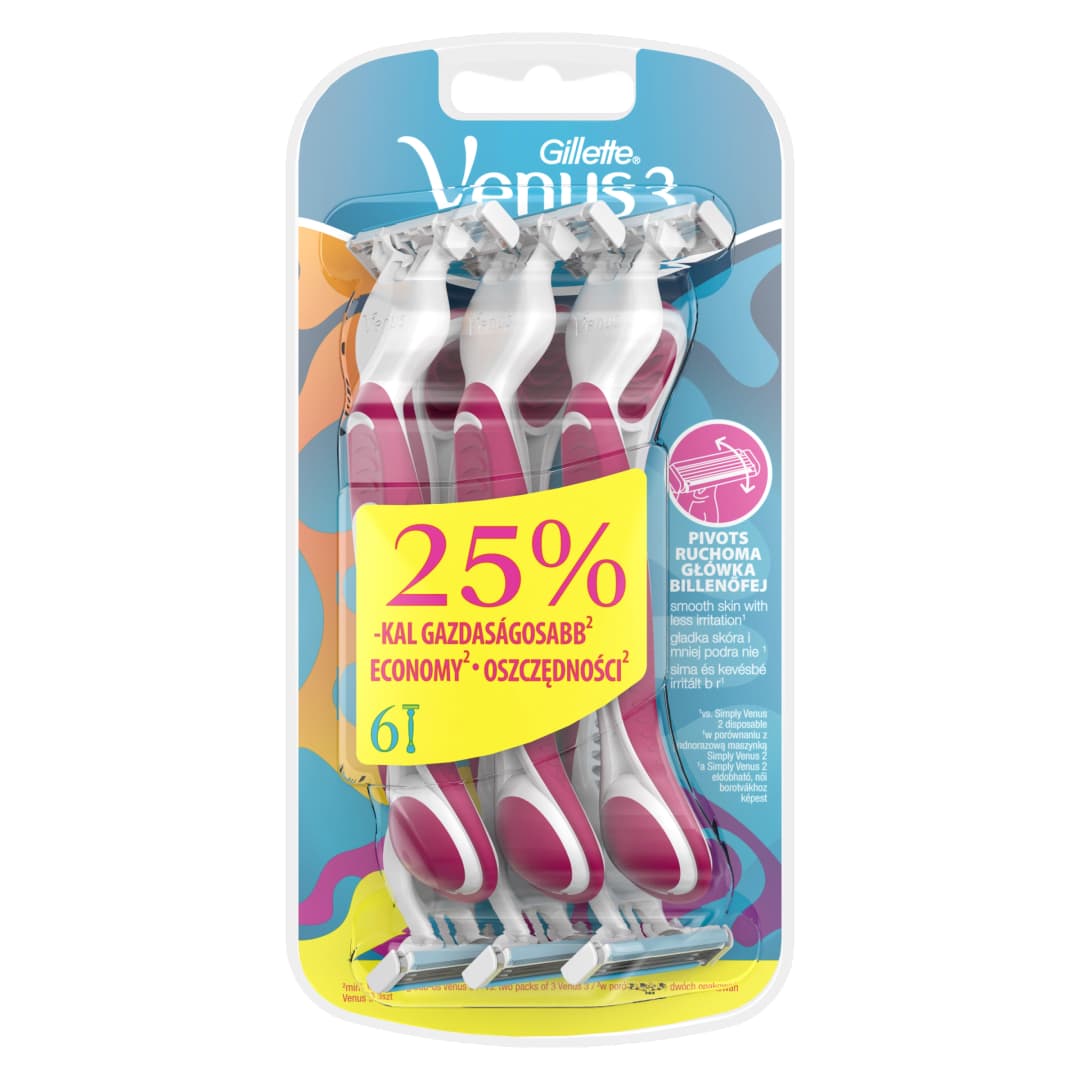 GILLETTE VENUS 3 Maszynki jednorazowe dla kobiet 6szt.