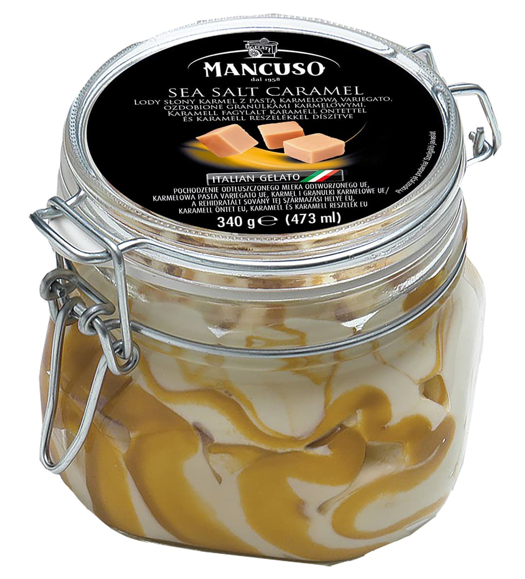 MANCUSO Lody słony karmel w słoiku 473 ml