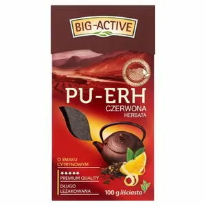 BIG-ACTIVE PU-ERH Herbata czerwona liściasta o smaku cytrynowym 100 g BIG-ACTIVE PU-ERH Herbata czerwona liściasta o smaku cytrynowym 100 g