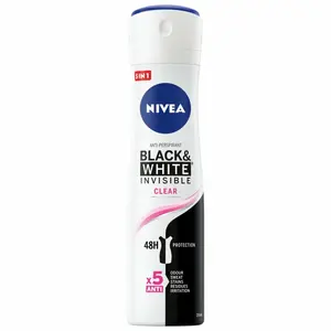 NIVEA BLACK&WHITE INVISIBLE Antyperspirant w areozolu damski Clear 150 ml NIVEA BLACK&WHITE INVISIBLE Antyperspirant w areozolu damski Clear 150 ml