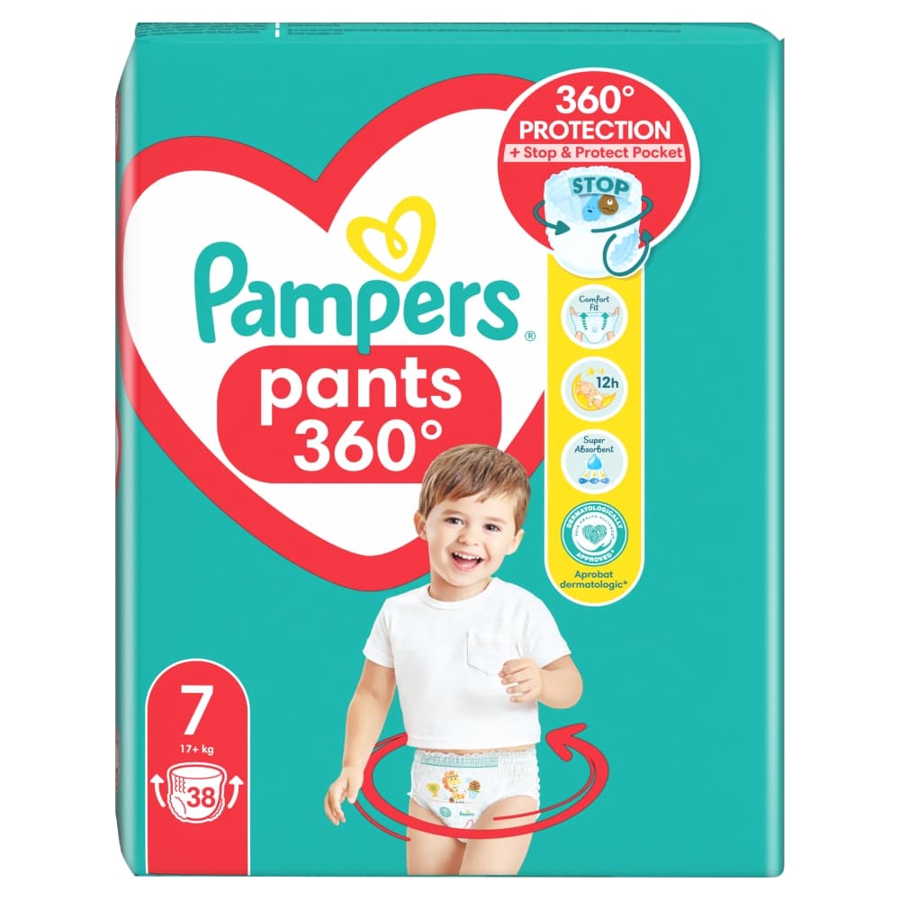 PAMPERS PANTS Pieluchomajtki rozmiar 7, 17+ kg 38 szt.