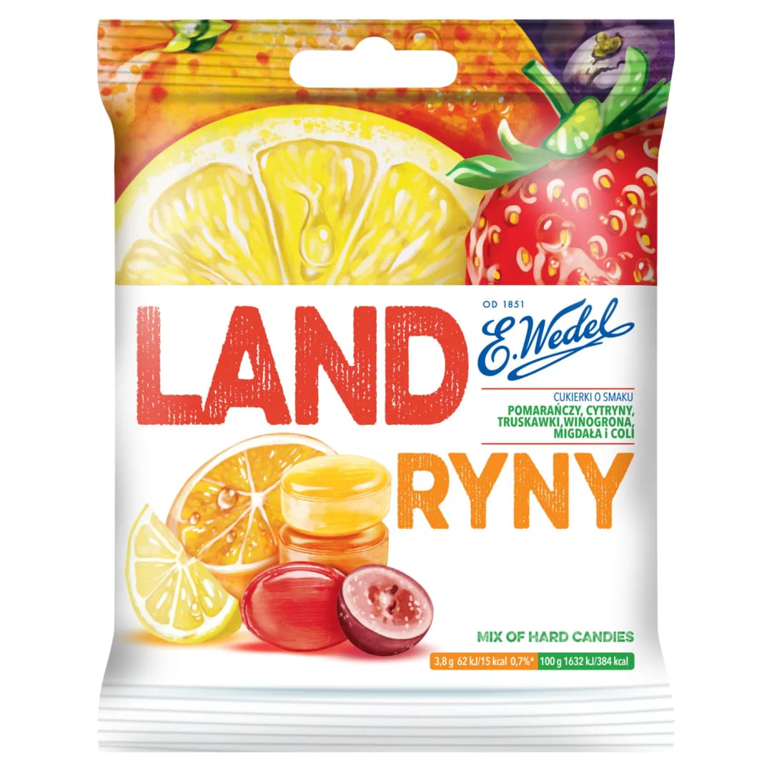 E. WEDEL Landryny cukierki o smakach owocowych 90 g