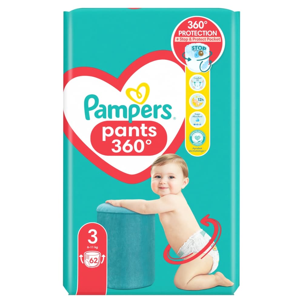PAMPERS PANTS Pieluchomajtki rozmiar 3, 6-11 kg 62 szt.