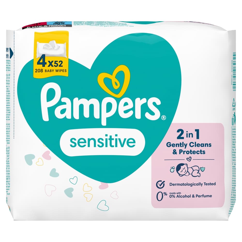 PAMPERS Chusteczki nawilżane Sensitive 4x52 szt.