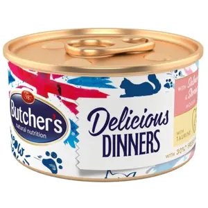 BUTCHER'S DELICIOUS DINNERS Karma mokra dla kotów z łososiem i krewetkami 85 g BUTCHER'S DELICIOUS DINNERS Karma mokra dla kotów z łososiem i krewetkami 85 g