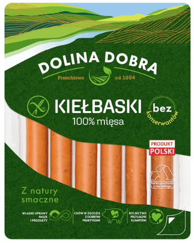 DOLINA DOBRA Kiełbaski 100% mięsa bez konserwantów 250 g