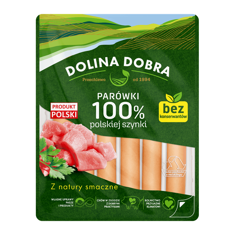 DOLINA DOBRA Parówki 100% polskiej szynki 200 g