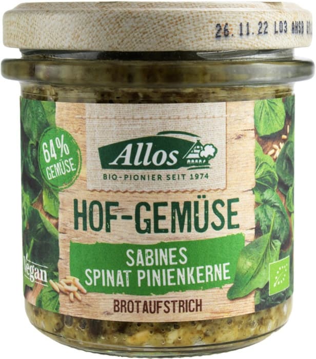 ALLOS Pasta warzywna ze szpinakiem i orzeszkami piniowymi bezglutenowa BIO 140 g