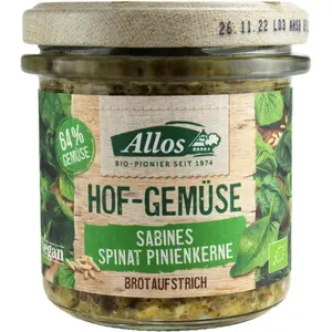 ALLOS Pasta warzywna ze szpinakiem i orzeszkami piniowymi bezglutenowa BIO 140 g ALLOS Pasta warzywna ze szpinakiem i orzeszkami piniowymi bezglutenowa BIO 140 g
