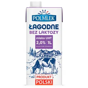 POLMLEK Mleko łagodne UHT 2% bez laktozy 1000 ml POLMLEK Mleko łagodne UHT 2% bez laktozy 1000 ml