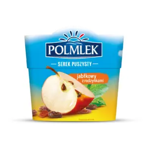 POLMLEK Serek puszysty jabłkowy z rodzynkami 150 g POLMLEK Serek puszysty jabłkowy z rodzynkami 150 g