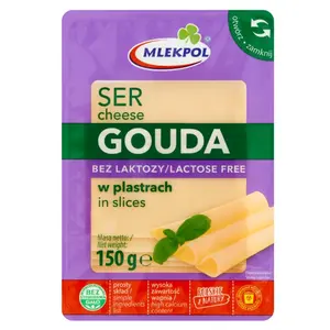 MLEKPOL Ser Gouda w plastrach bez laktozy 150 g MLEKPOL Ser Gouda w plastrach bez laktozy 150 g