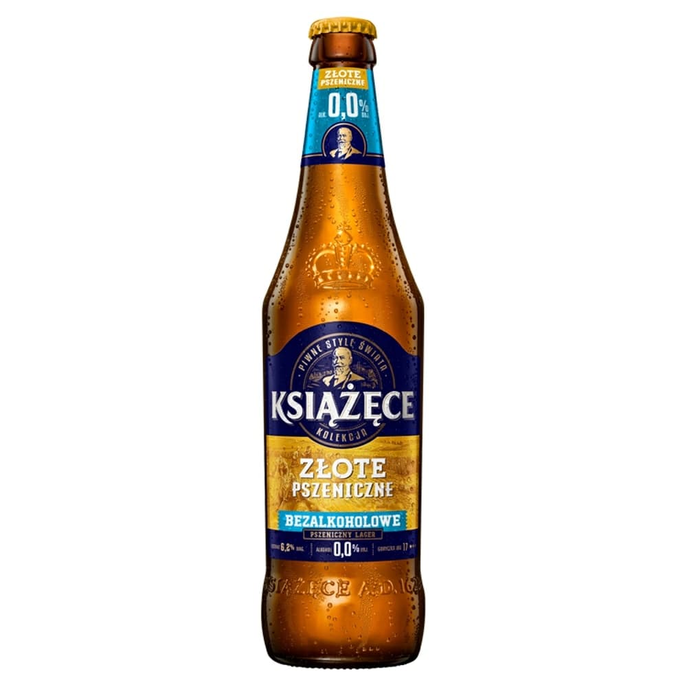 KSIĄŻĘCE Piwo Złote Pszeniczne bezalkoholowe butelka 500 ml