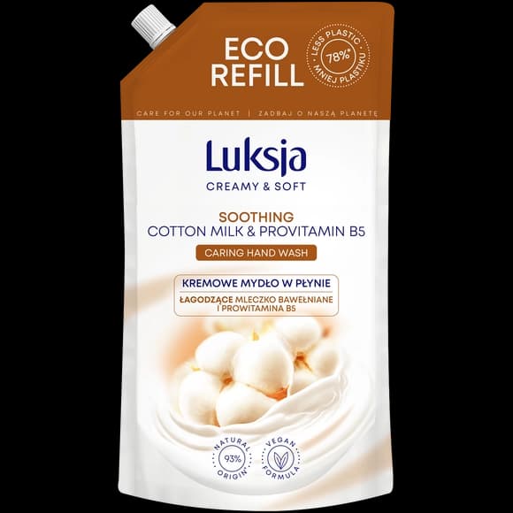 LUKSJA CREAMY & SOFT Mydło w płynie zapas Cotton Milk & Provitamin B5 900 ml