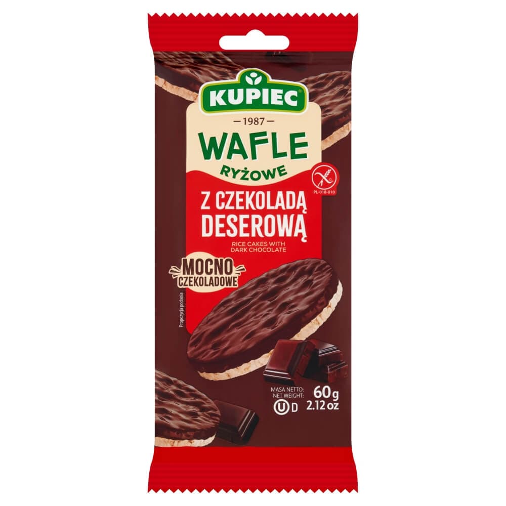 KUPIEC Wafle ryżowe z belgijską czekoladą deserową 60 g