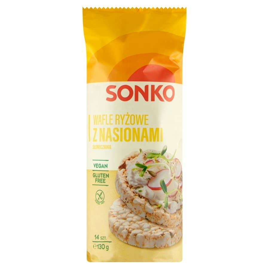 SONKO Wafle ryżowe z nasionami słonecznika bezglutenowe 130 g