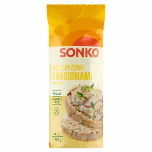 SONKO Wafle ryżowe z nasionami słonecznika bezglutenowe 130 g SONKO Wafle ryżowe z nasionami słonecznika bezglutenowe 130 g