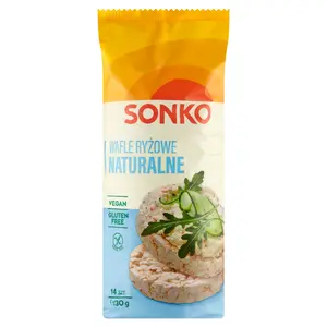 SONKO Wafle ryżowe naturalne bezglutenowe 130 g SONKO Wafle ryżowe naturalne bezglutenowe 130 g