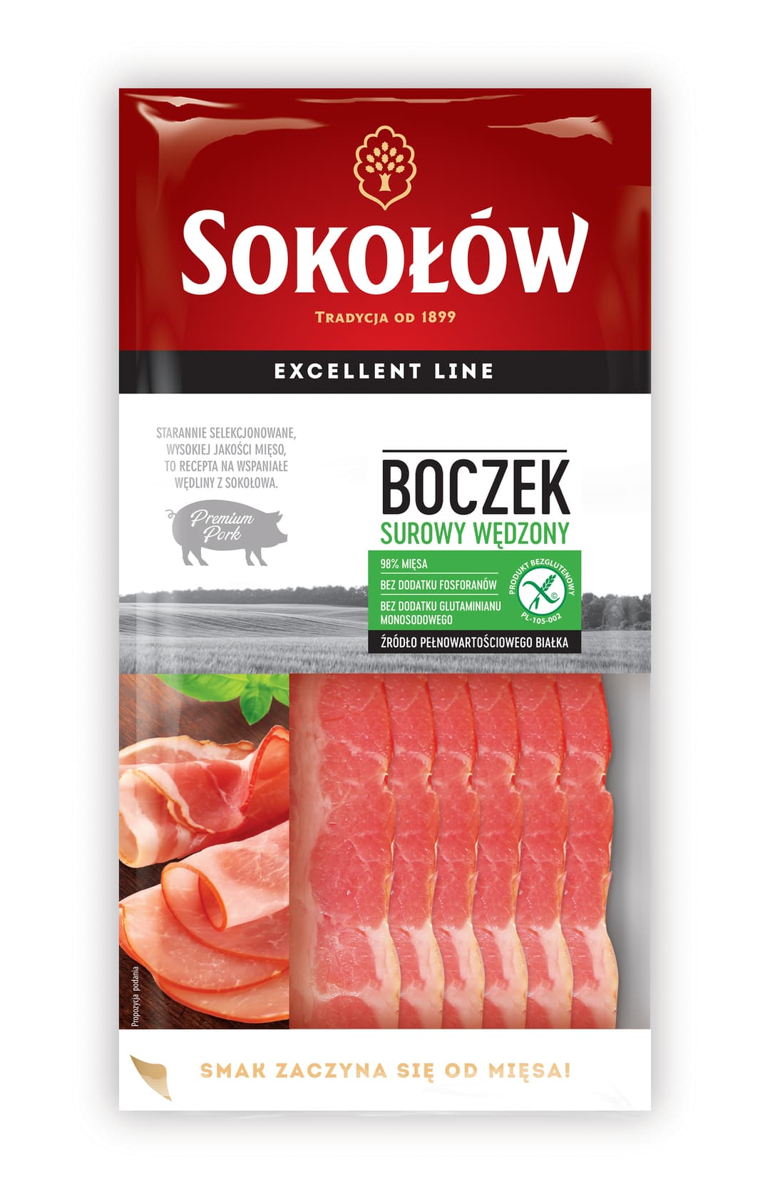 SOKOŁÓW Boczek surowy wędzony 100 g