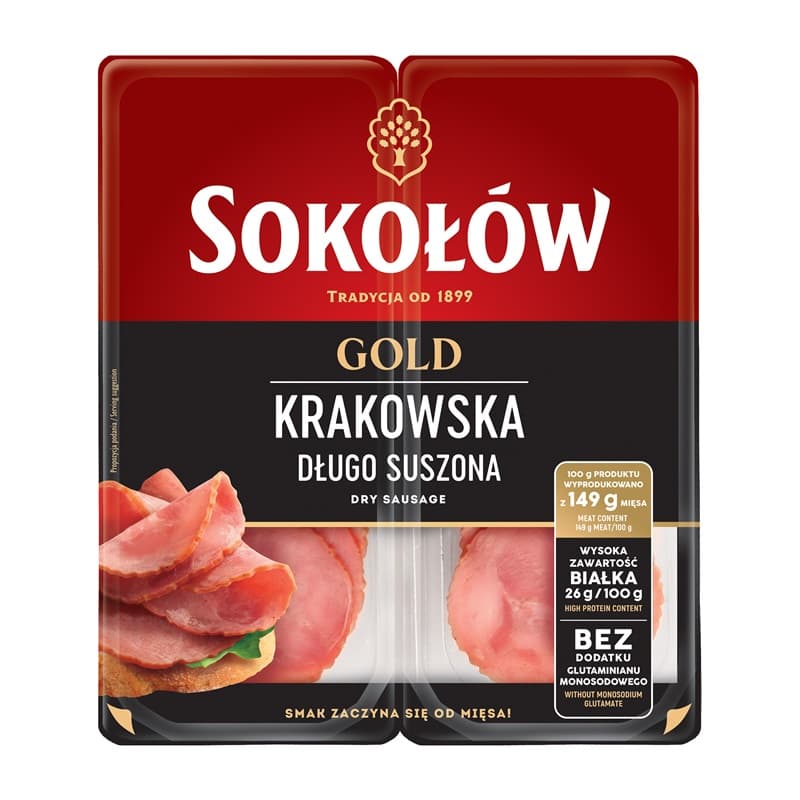SOKOŁÓW GOLD Kiełbasa krakowska sucha 2x50 g