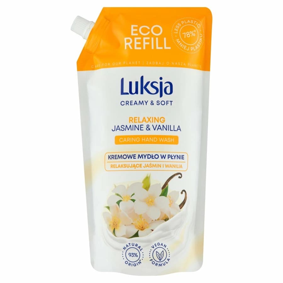 LUKSJA CREAMY & SOFT Kremowe mydło w płynie zapas Jasmine & Vanilla 900 ml