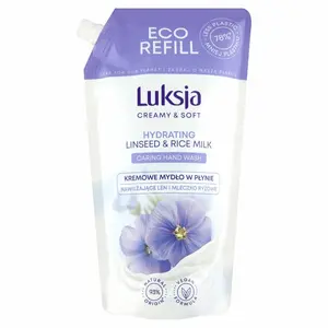 LUKSJA CREAMY & SOFT Kremowe mydło w płynie zapas Linseed & Rice milk 900 ml LUKSJA CREAMY & SOFT Kremowe mydło w płynie zapas Linseed & Rice milk 900 ml