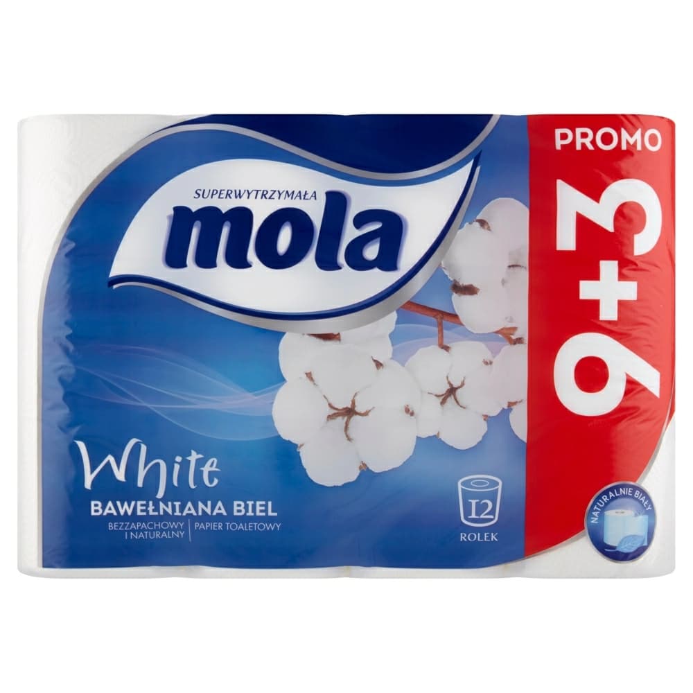 MOLA Papier toaletowy bawełniana biel 12 rolek