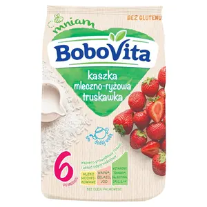 BOBOVITA Kaszka mleczno-ryżowa truskawka po 6. miesiącu 230 g BOBOVITA Kaszka mleczno-ryżowa truskawka po 6. miesiącu 230 g