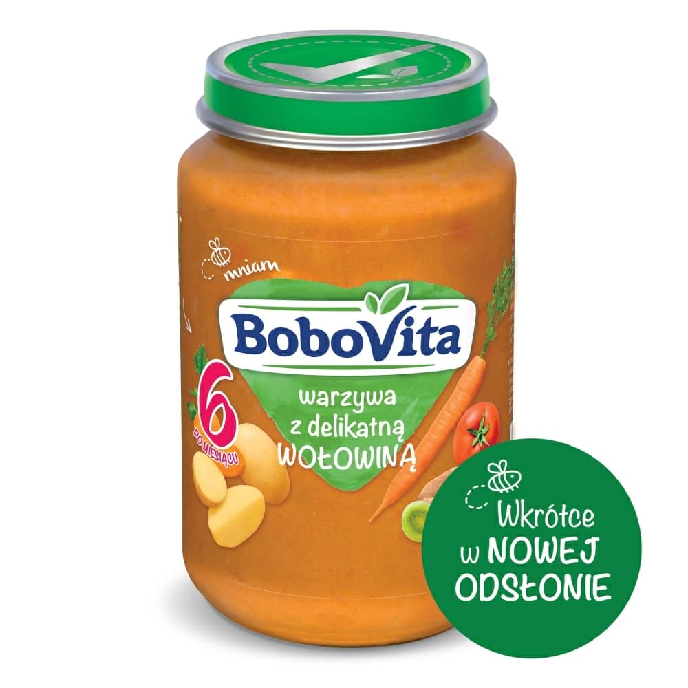 BOBOVITA Warzywa z delikatną wołowiną po 6 miesiącu 190 g
