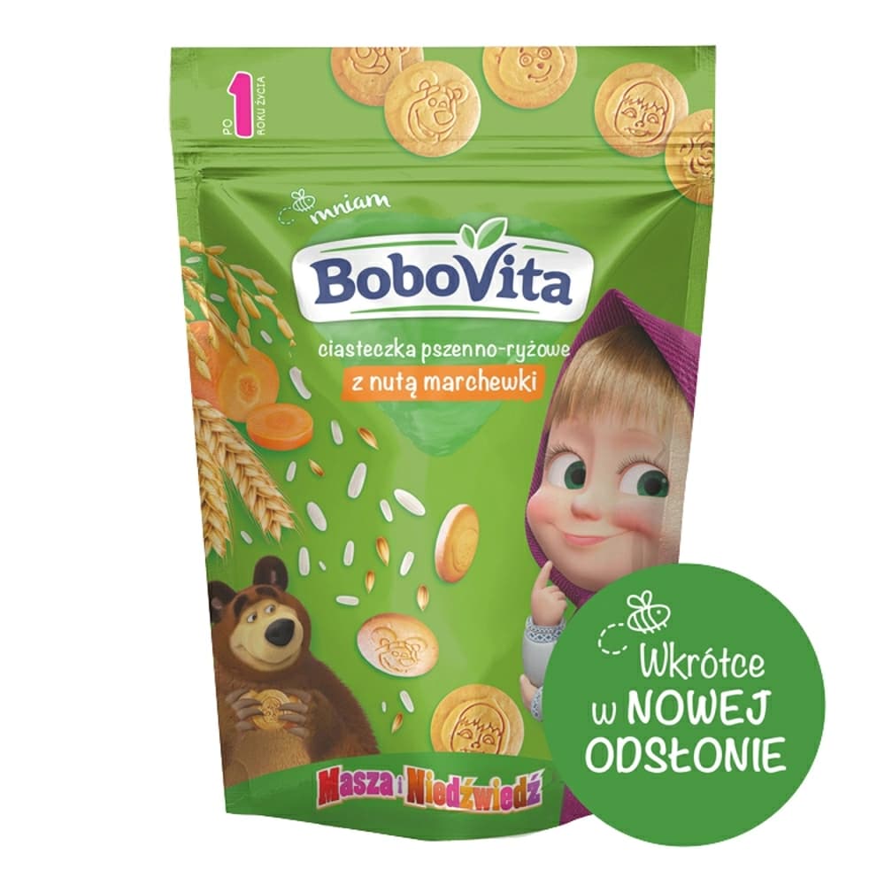 BOBOVITA Ciasteczka pszenno-ryżowe z nutą marchewki po 1 roku życia 150 g