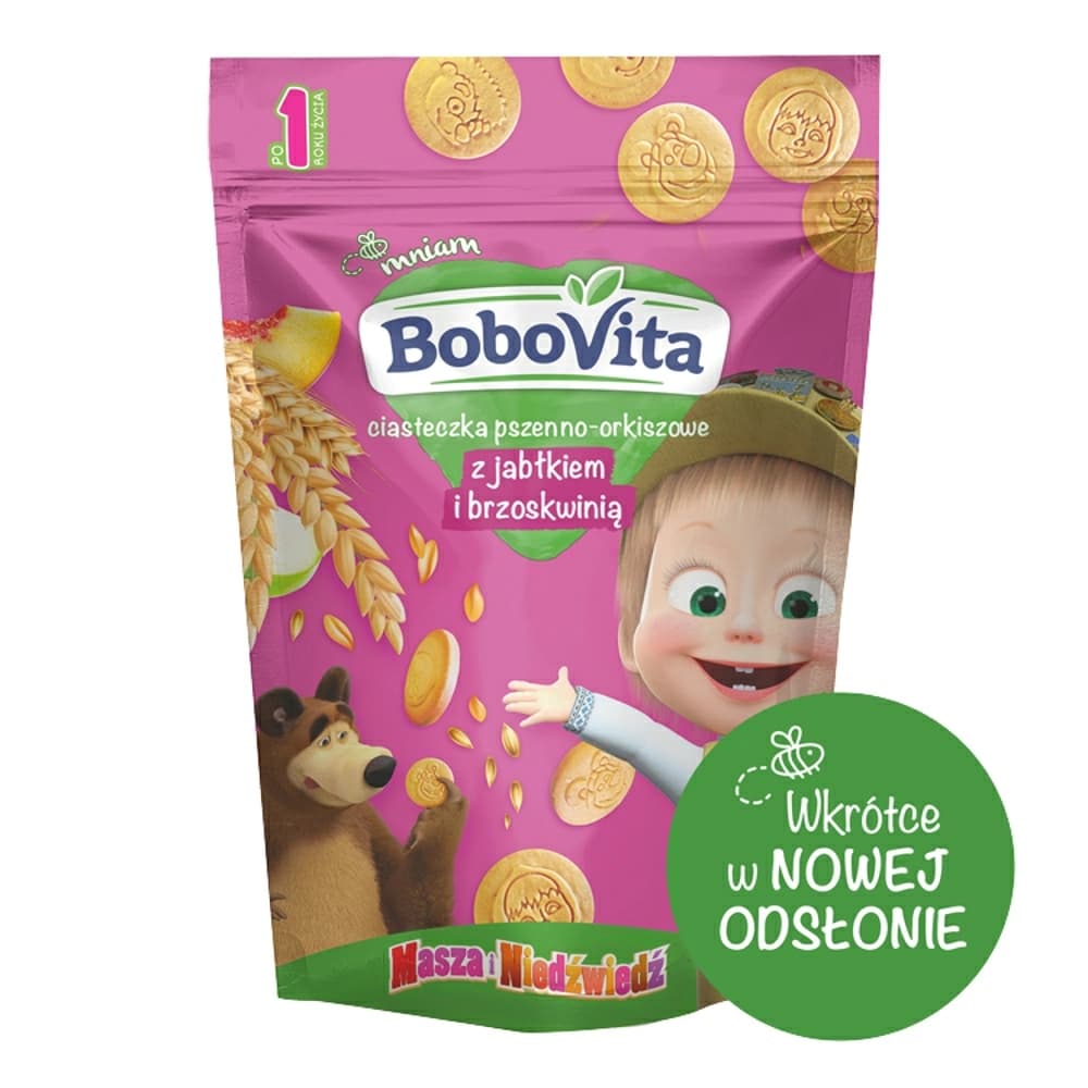 BOBOVITA Ciasteczka pszenno-orkiszowe z jabłkiem i brzoskwinią po 1 roku życia 150 g