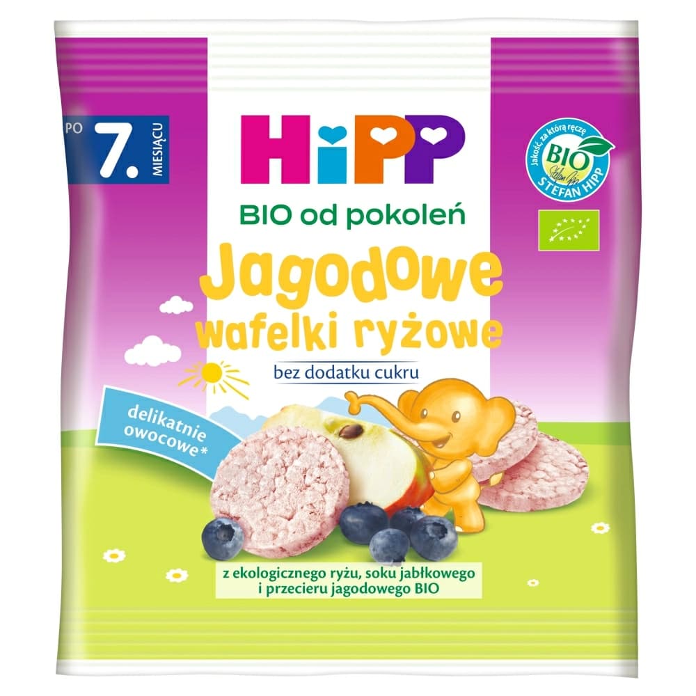 HIPP BIO Wafelki ryżowe jagodowe po 7. miesiącu BIO 30 g