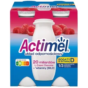 DANONE ACTIMEL Napój mleczny malinowy 4x100g 400 g DANONE ACTIMEL Napój mleczny malinowy 4x100g 400 g