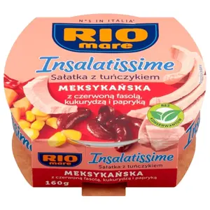 RIO MARE INSALATISSIME Sałatka z tuńczykiem meksykańska z czerwoną fasolą kukurydzą i papryką 160 g RIO MARE INSALATISSIME Sałatka z tuńczykiem meksykańska z czerwoną fasolą kukurydzą i papryką 160 g