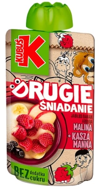 KUBUŚ DRUGIE ŚNIADANIE Mus jabłko banan aronia malina + kasza manna 100 g