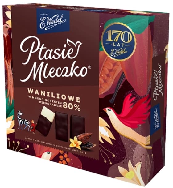 E. WEDEL Ptasie mleczko waniliowe w mocno gorzkiej czekoladzie 340 g