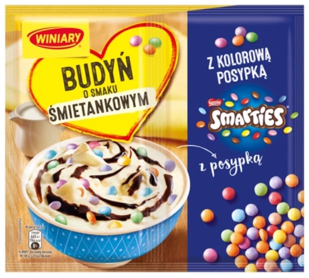 WINIARY Budyń o smaku śmietankowym z kolorową posypką Smarties 70 g