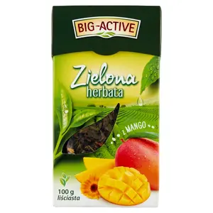 BIG-ACTIVE Herbata zielona liściasta z mango 100 g BIG-ACTIVE Herbata zielona liściasta z mango 100 g