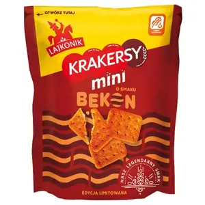 LAJKONIK Krakersy mini o smaku bekon 100 g LAJKONIK Krakersy mini o smaku bekon 100 g