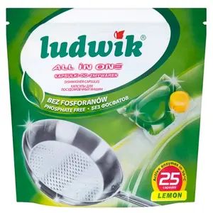 LUDWIK Kapsułki do zmywarek All In One Lemon 25 szt. LUDWIK Kapsułki do zmywarek All In One Lemon 25 szt.