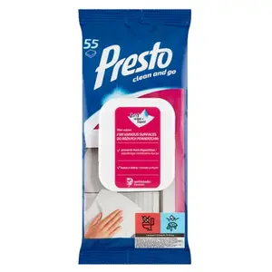 PRESTO Ściereczki nasączone do różnych powierzchni 55 szt. PRESTO Ściereczki nasączone do różnych powierzchni 55 szt.