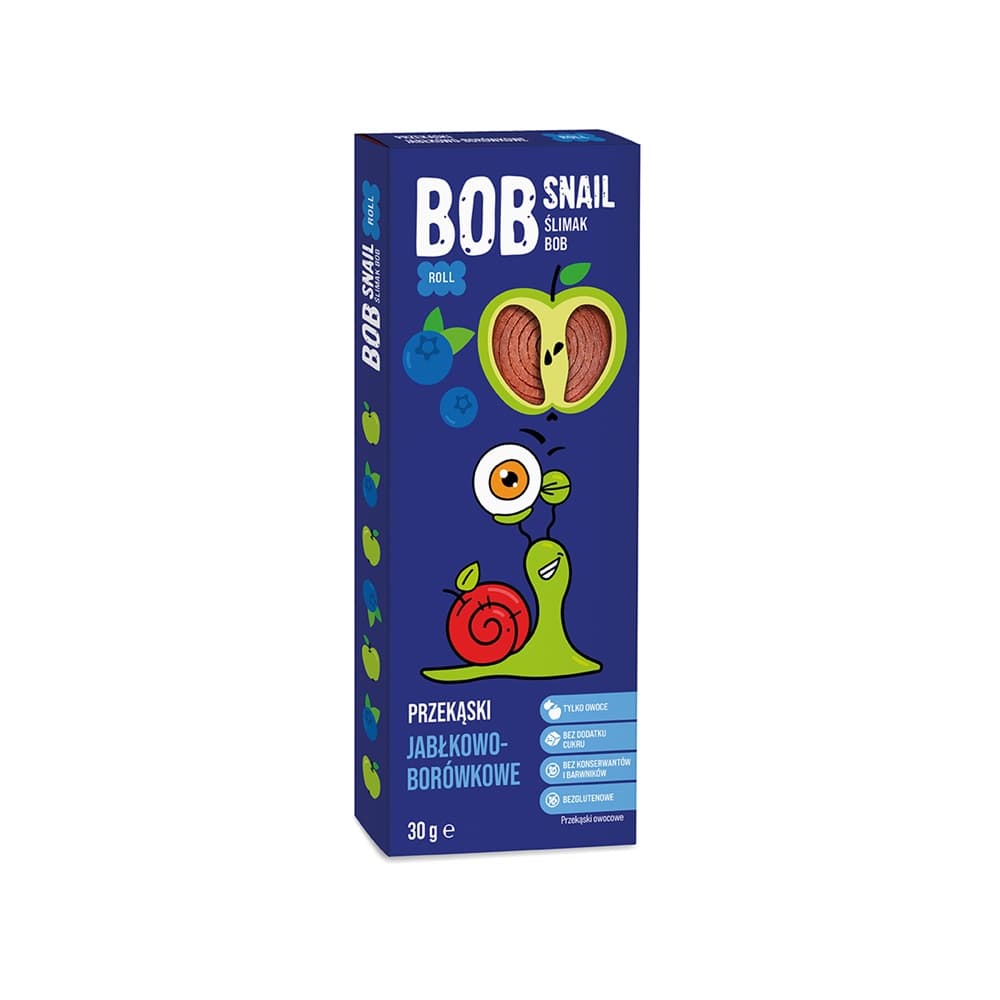 BOB SNAIL Przekąska jabłkowo-borówkowa z owoców bez dodatku cukru 30 g