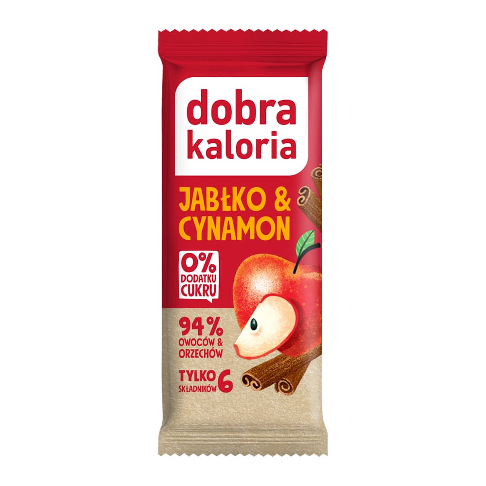 DOBRA KALORIA Baton jabłko i cynamon bez dodatku cukru 35 g