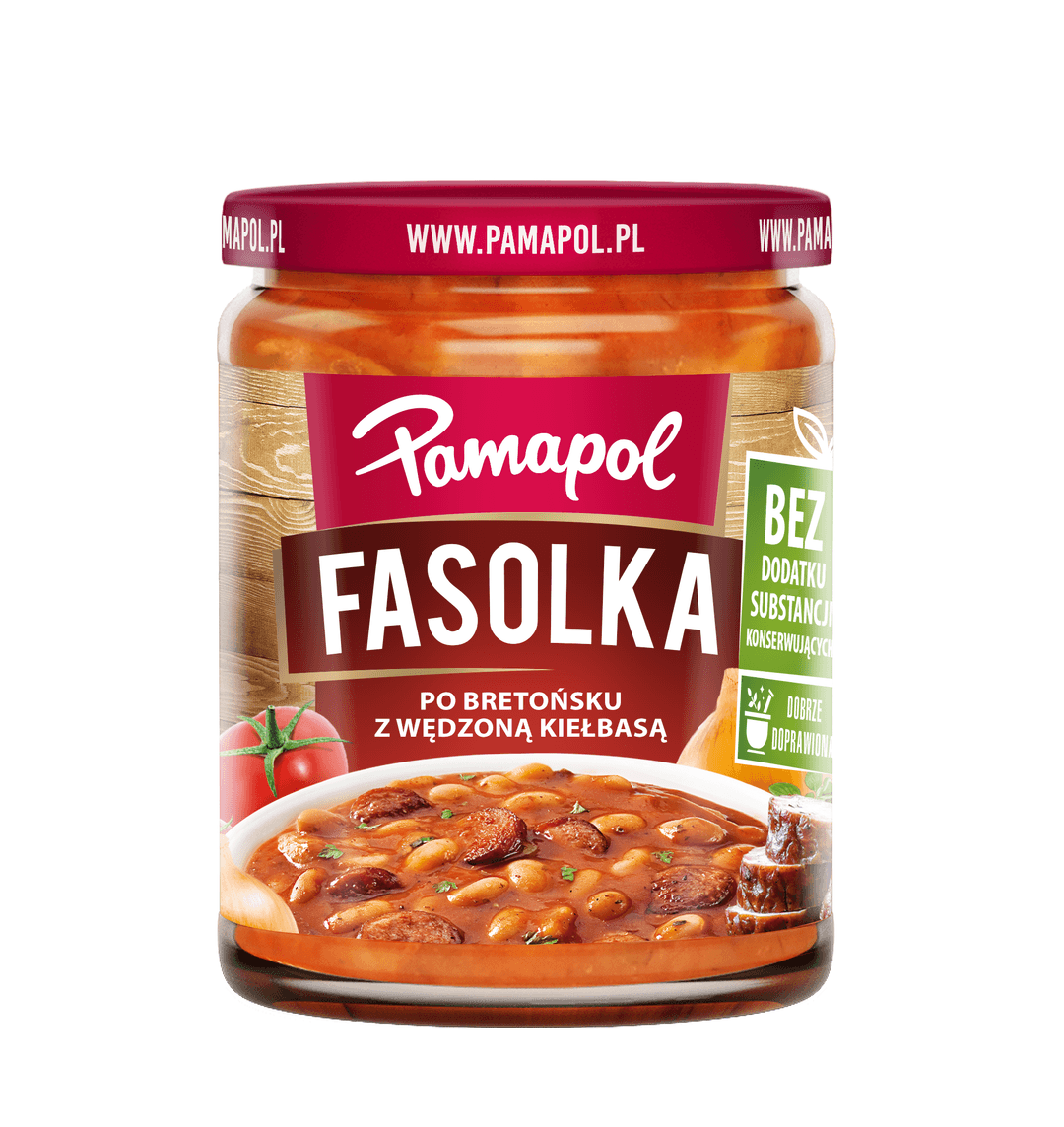 PAMAPOL Fasolka po bretońsku z wędzoną kiełbasą 500 g