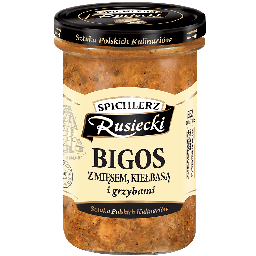 SPICHLERZ RUSIECKI Bigos z mięsem, kiełbasą i grzybami 470 g