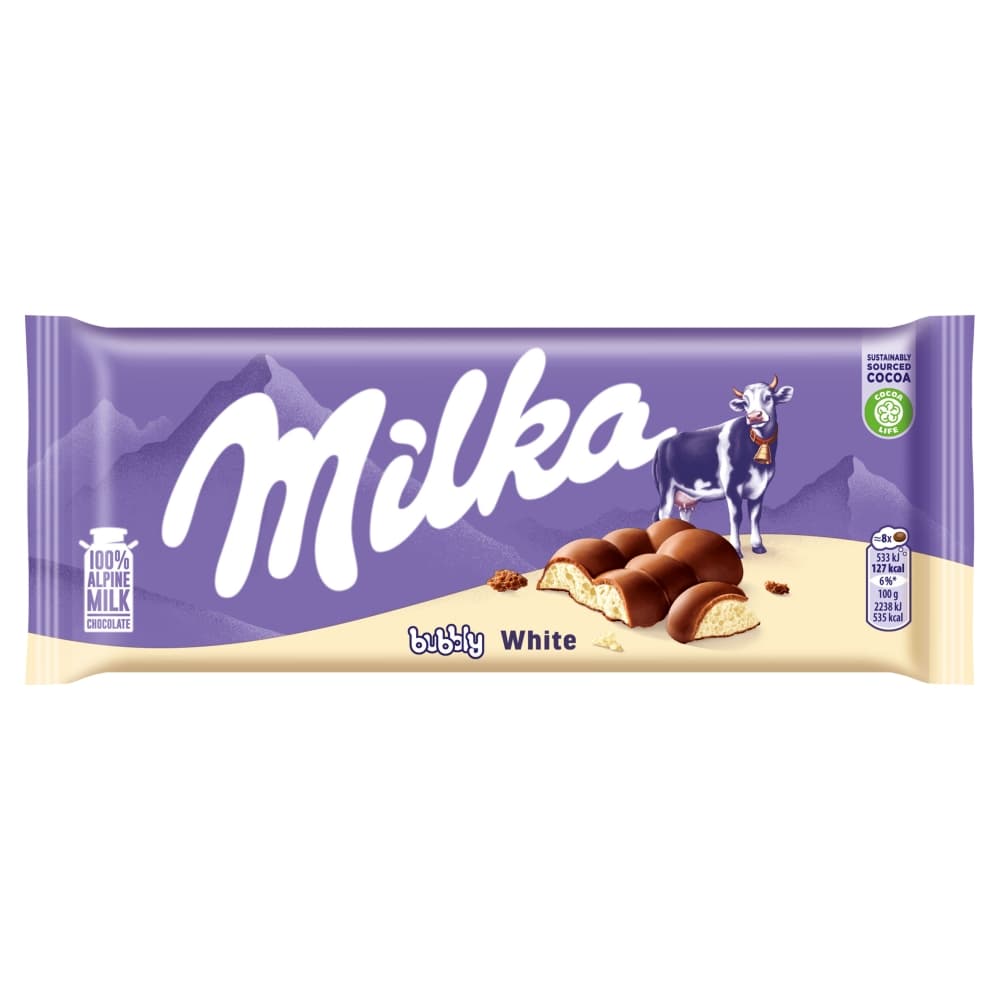 MILKA BUBBLY Czekolada mleczna z białą czekoladą 95 g