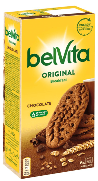 BELVITA BREAKFAST Ciastka zbożowe o smaku kakaowym z kawałkami czekolady 300 g