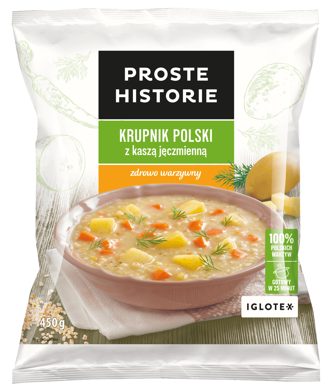 PROSTE HISTORIE Krupnik z kaszą jęczmienną mrożony 450 g