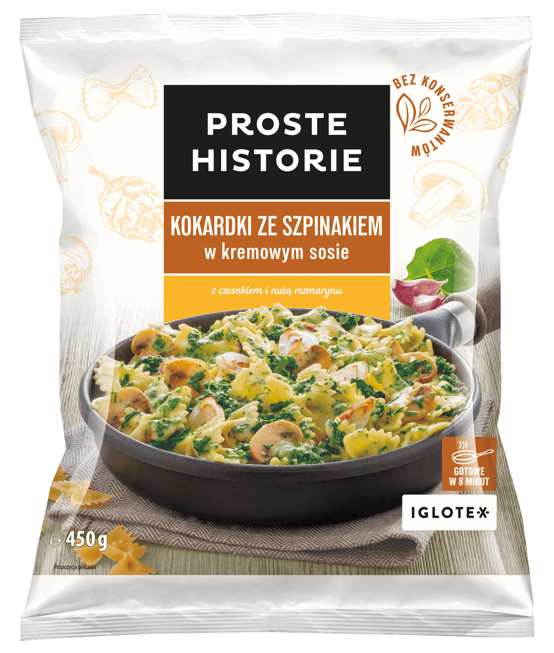 PROSTE HISTORIE Kokardki ze szpinakiem w kremowym sosie mrożone 450 g
