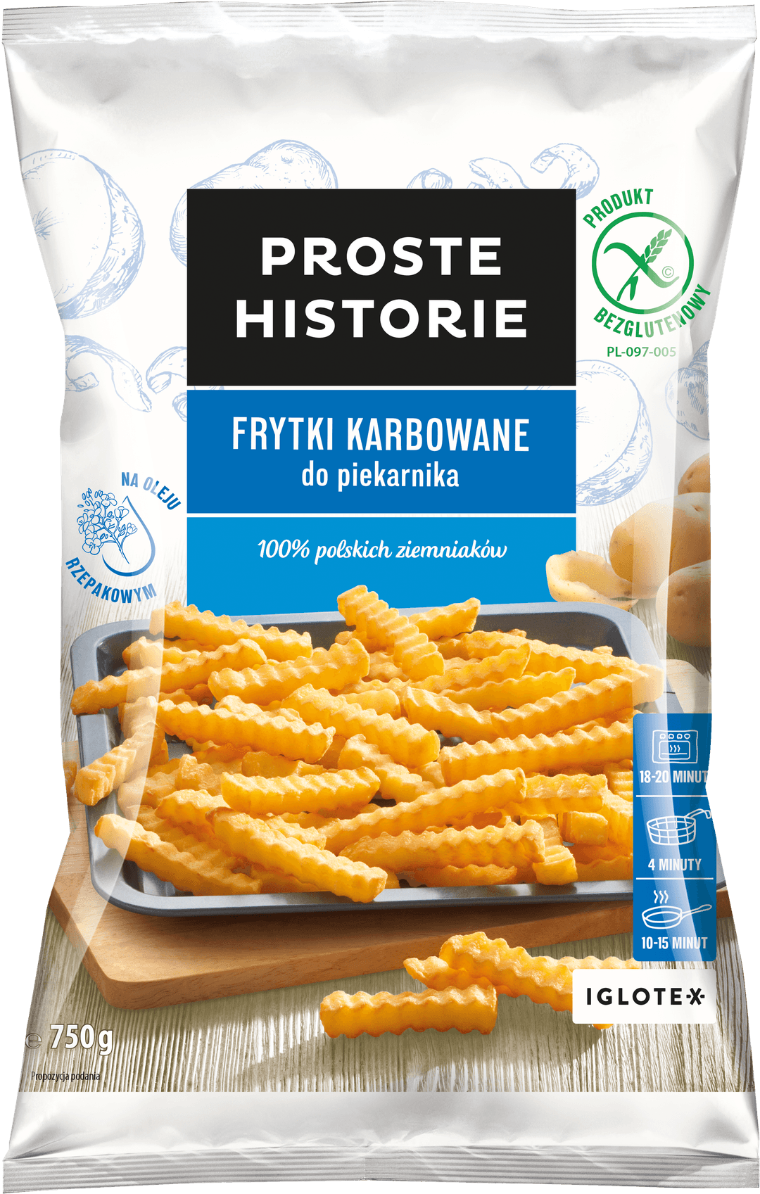 PROSTE HISTORIE Frytki Karbowane Do Piekarnika 750g